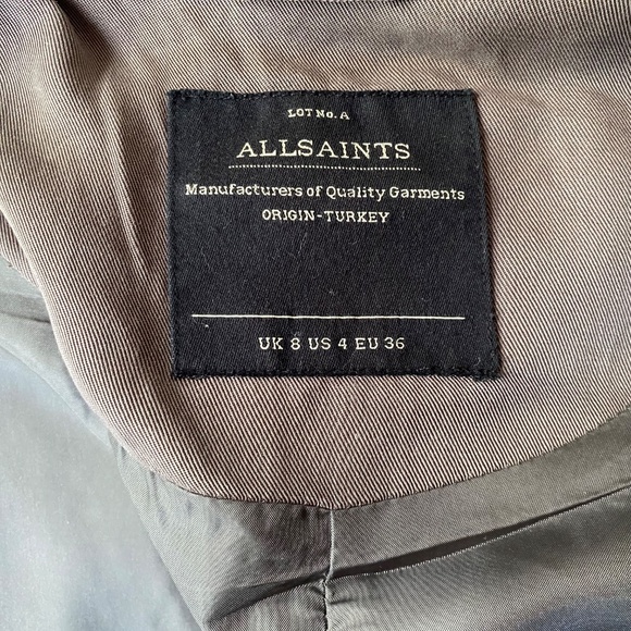 AllSaints Portere Parka Jacket · Army Green Lyocell Drape Hooded Coat · W's Sz 4 - Picture 5 of 15